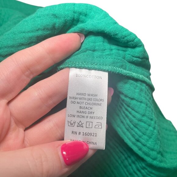 S’Edge Holland Dress Rainforest Green M NWT 100% Cotton Sleeveless Hi-Low Midi - Picture 2 of 7